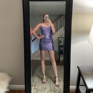 Purple sequin going out dress